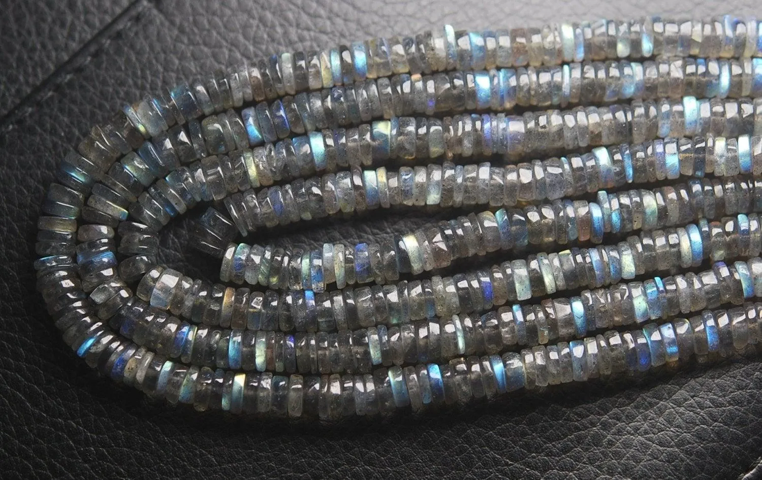 14 Inches Strand, Finest Quality,Blue Flashy Labradorite Smooth Buttons Beads, 5-6mm Large