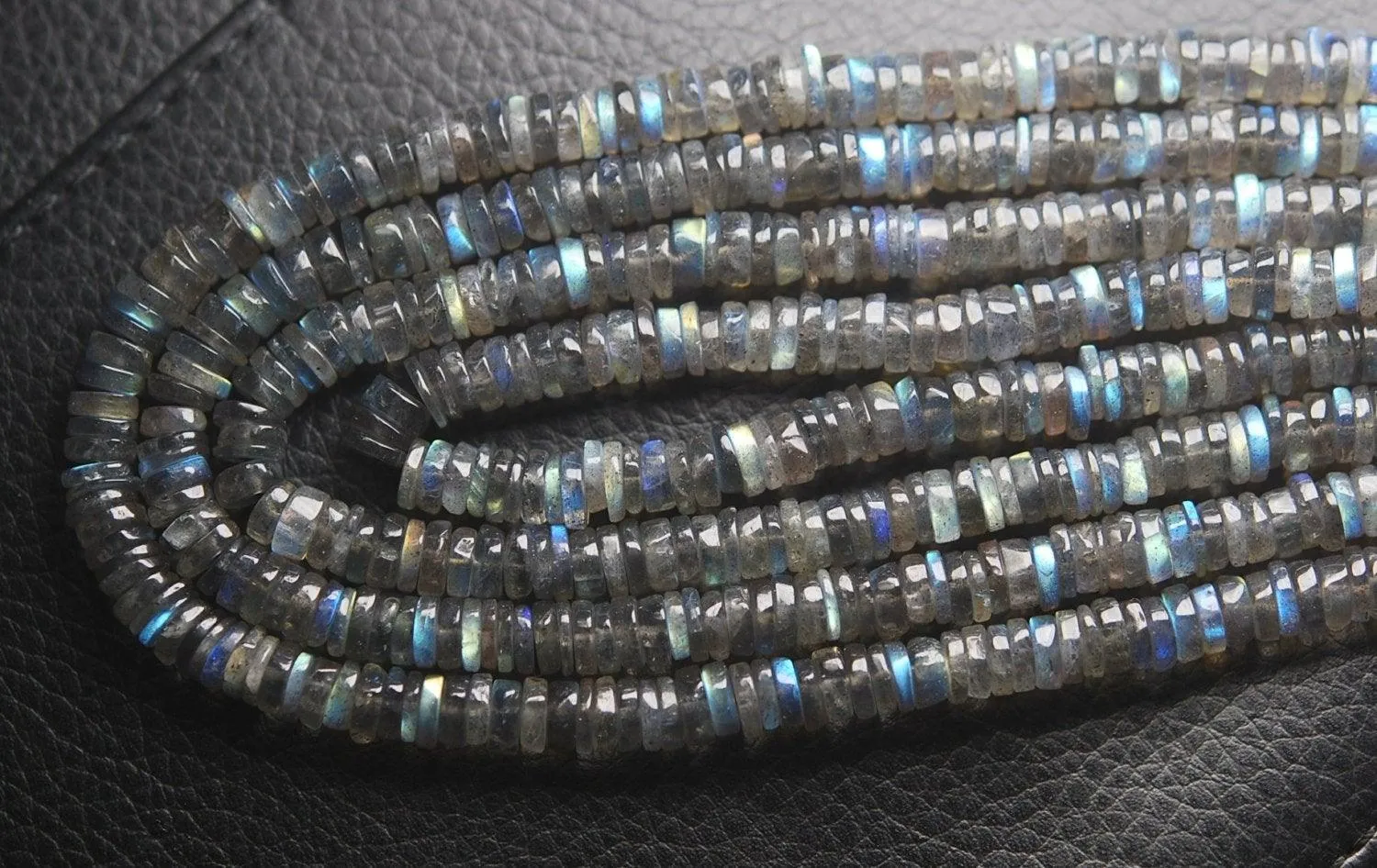 14 Inches Strand, Finest Quality,Blue Flashy Labradorite Smooth Buttons Beads, 5-6mm Large