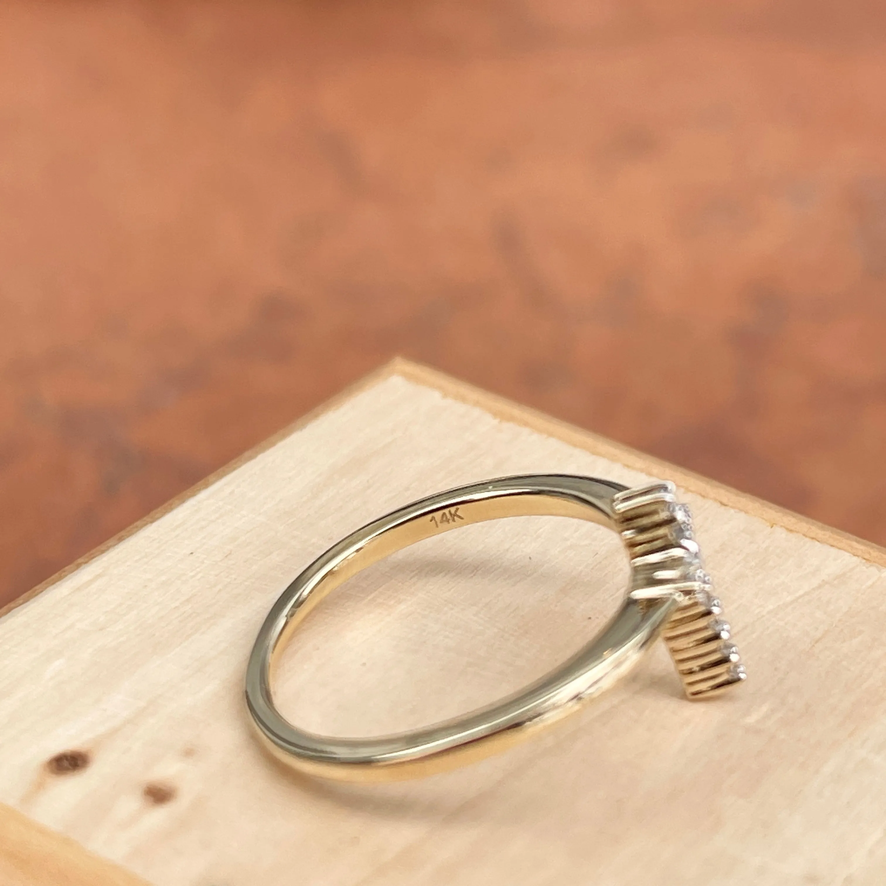 14KT Yellow Gold Pave Diamond Sleek Cross Ring