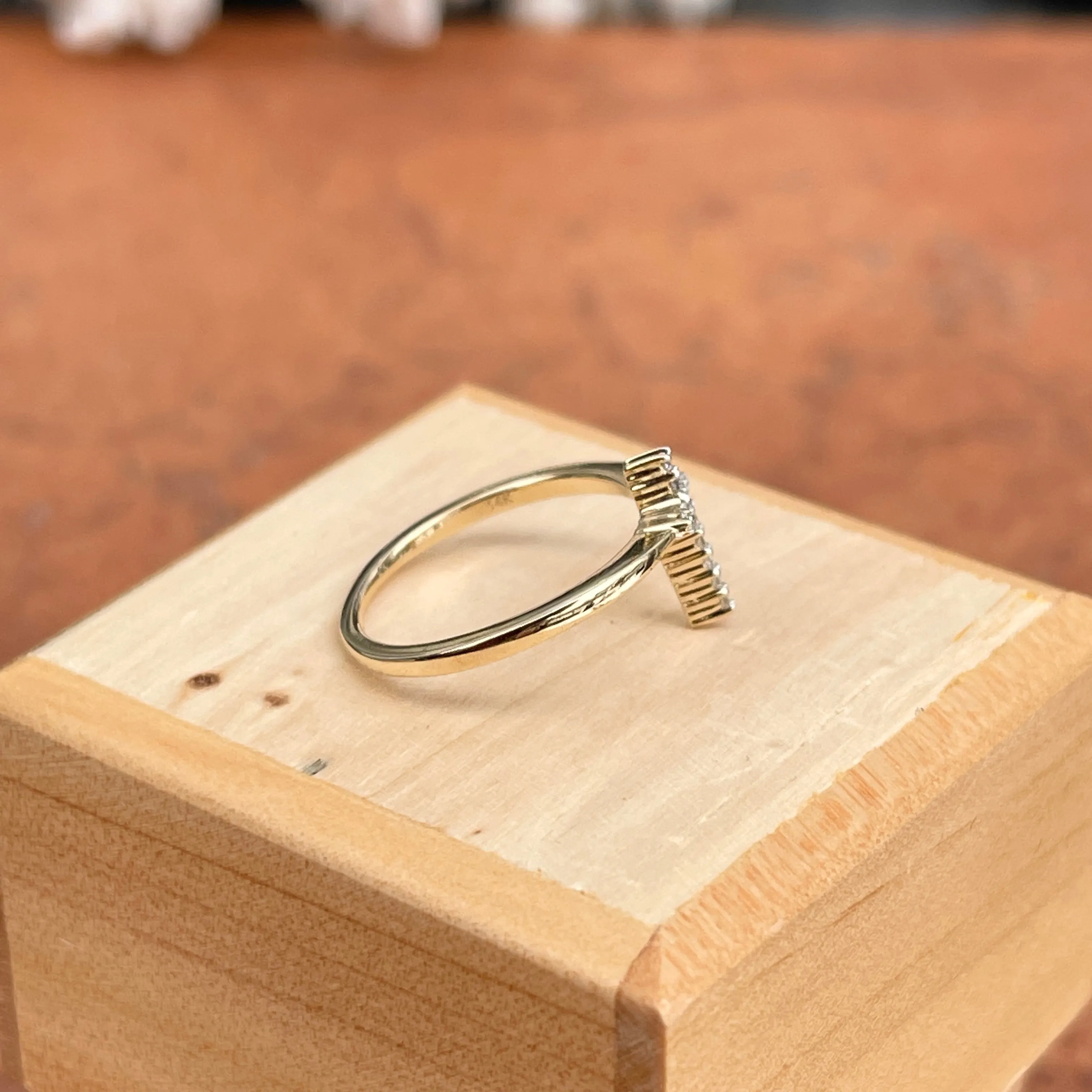 14KT Yellow Gold Pave Diamond Sleek Cross Ring