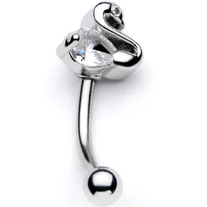 16 Gauge 5/16 Clear CZ Gem Sleek Swan Curved Eyebrow Ring