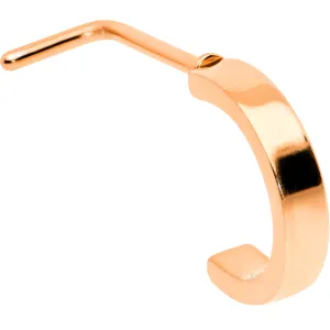 20 Gauge 1/4 Rose Gold Tone Simply Smooth Faux Hoop L Shape Nose Ring
