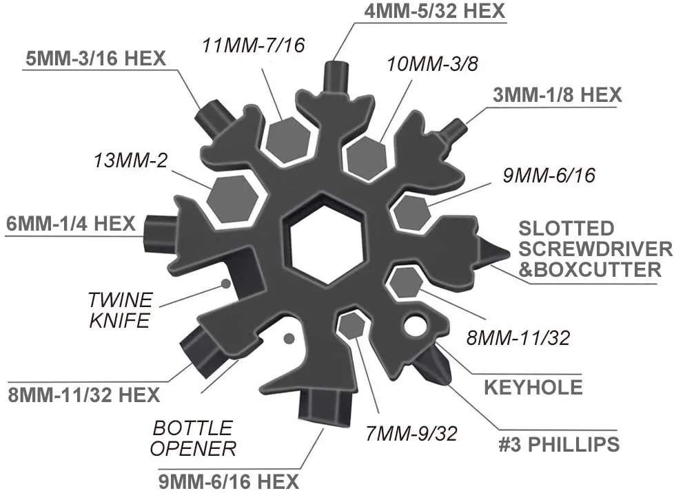 3 piezas del 18 en 1 Multi-herramienta Copo de Nieve -- Free Shipping!!