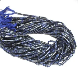 5 x Natural Blue Sodalite Smooth Tube Gemstone Loose Spacer Beads 9mm 13mm 12"