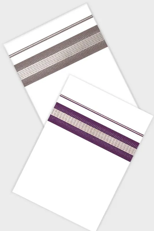 Adam Imran Combo - Sandy Brown And Purple Smooth Cotton Double Layered Dhoti | Uathayam