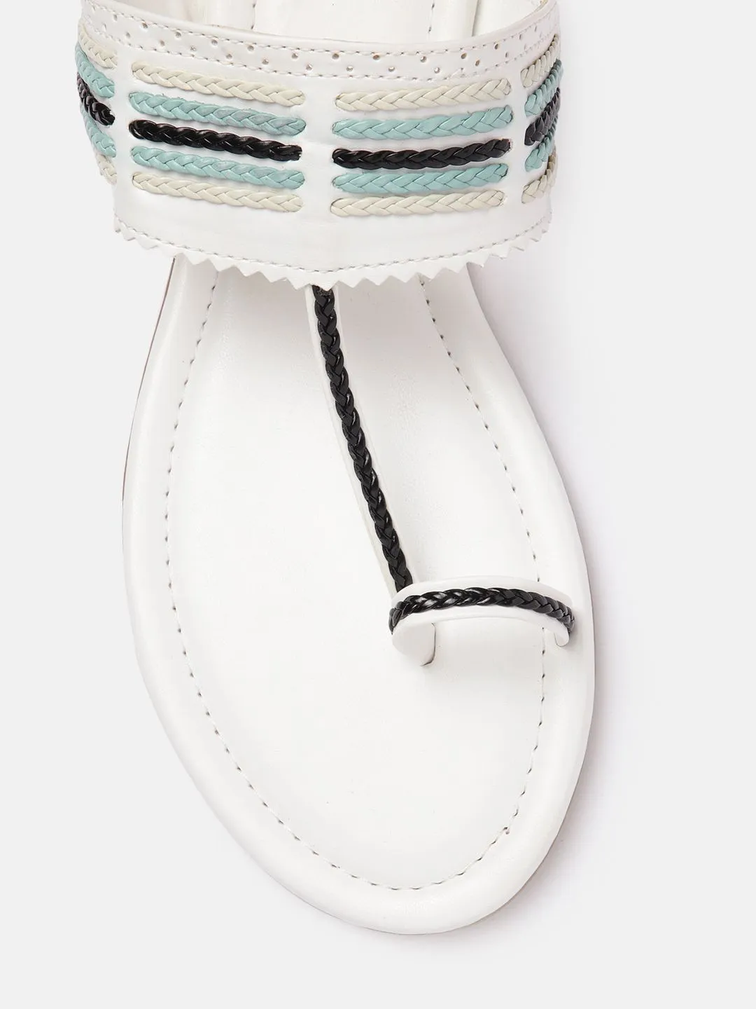 Anouk Women Woven Striped Ethnic One Toe Flats
