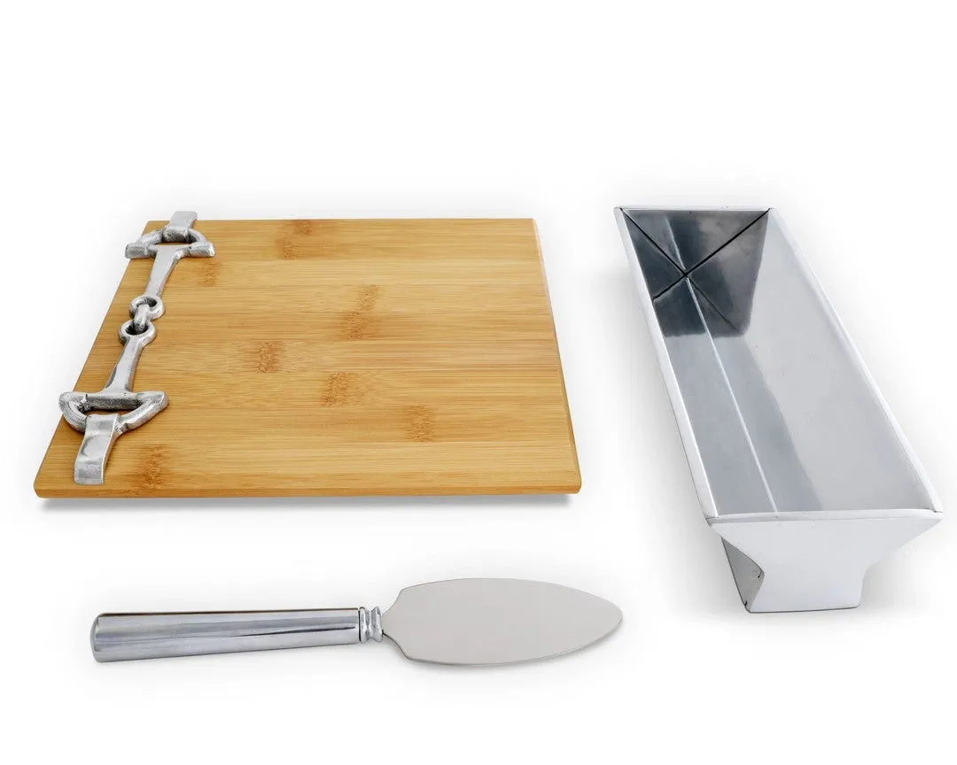 Arthur Court Equestrian Bamboo Cheese Set