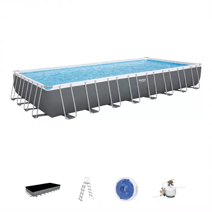 Bestway 31'4" X 16' X 52"/9.56M X 4.88M X 1.32M Rectangular Pool Set (Contents:Pool, Sand Filter Pump(220-240V), Ladder, Cover, Chemconnect Dispenser)