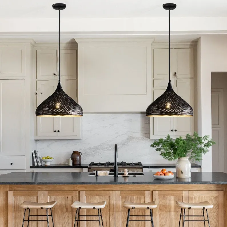 Black Hammered Ceiling Light - Pendant Light, Hanging Lamp, Light Fixture Décor