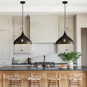 Black Hammered Ceiling Light - Pendant Light, Hanging Lamp, Light Fixture Décor