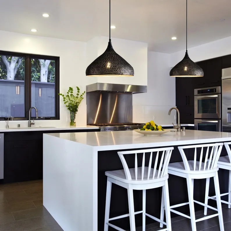 Black Hammered Ceiling Light - Pendant Light, Hanging Lamp, Light Fixture Décor