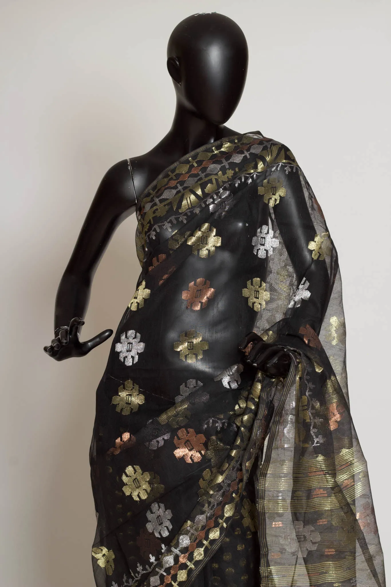 Black Heirloom Jamdani saree