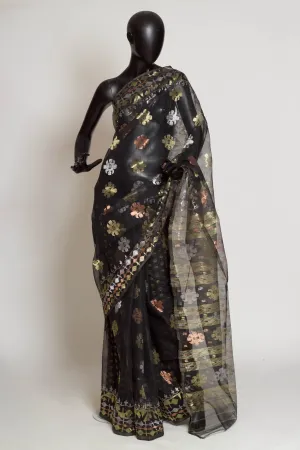Black Heirloom Jamdani saree