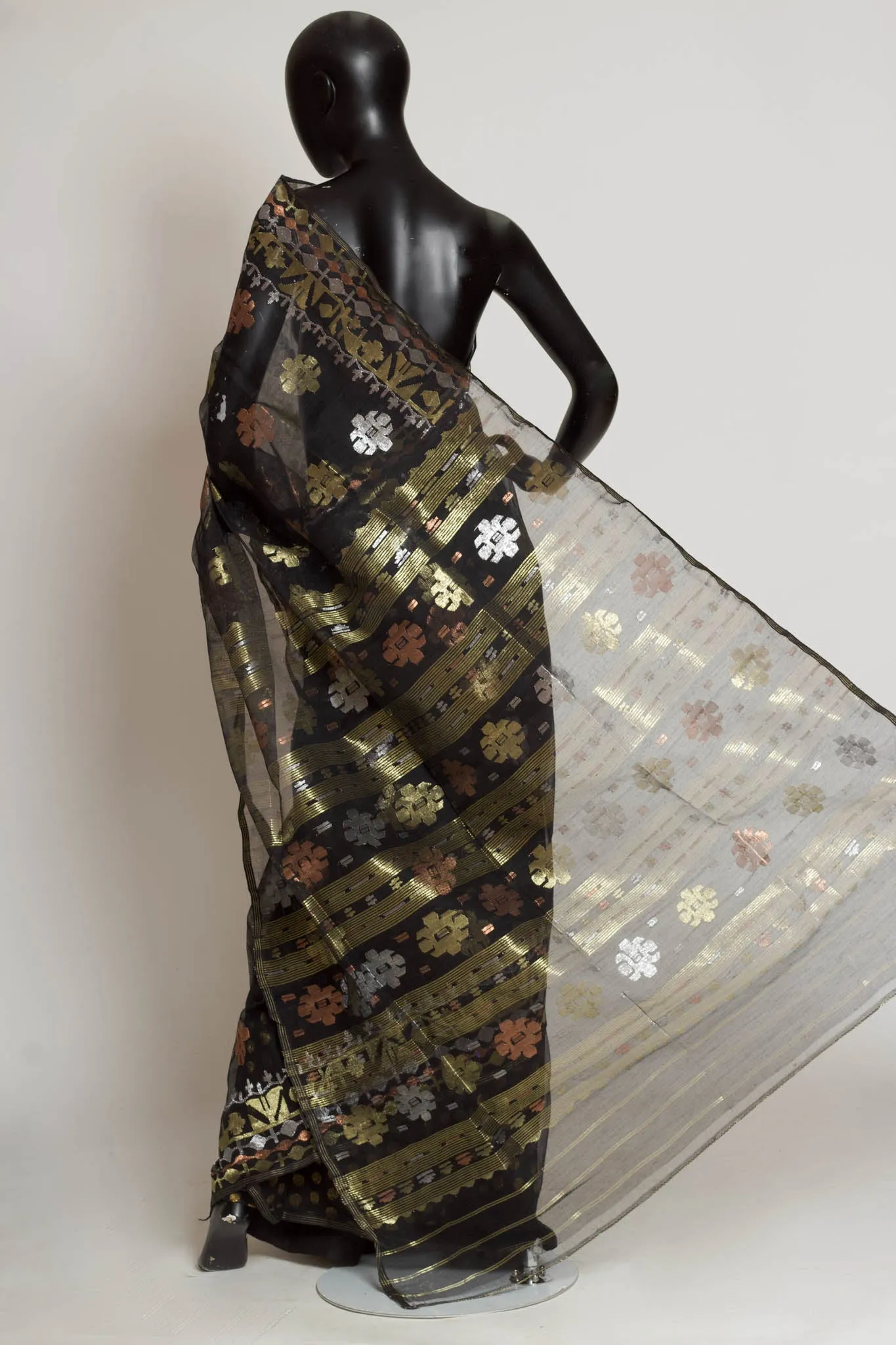 Black Heirloom Jamdani saree