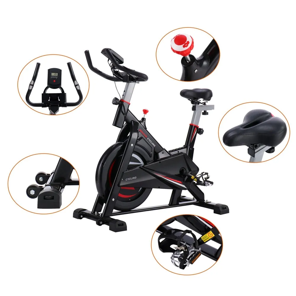 Blue Strawberry Quiet Spinning Bike - Indoor Cycling Trainer with 30 lbs Flywheel & Adjustable Features