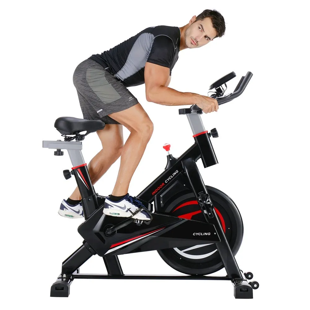 Blue Strawberry Quiet Spinning Bike - Indoor Cycling Trainer with 30 lbs Flywheel & Adjustable Features