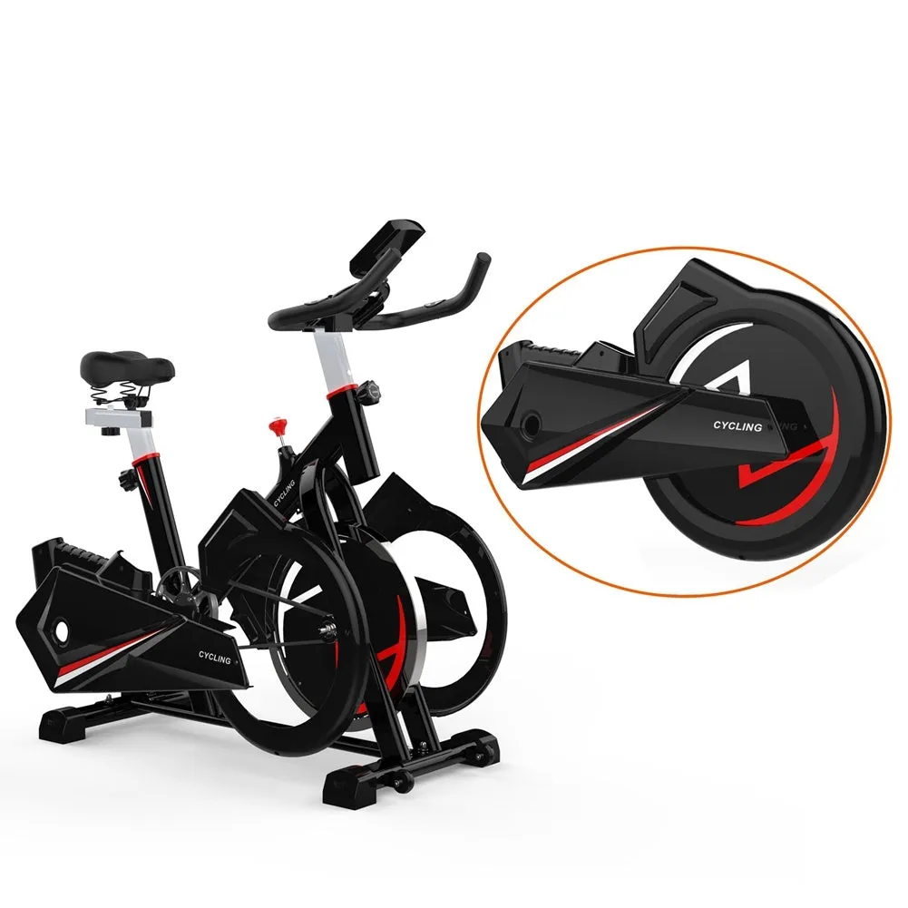Blue Strawberry Quiet Spinning Bike - Indoor Cycling Trainer with 30 lbs Flywheel & Adjustable Features