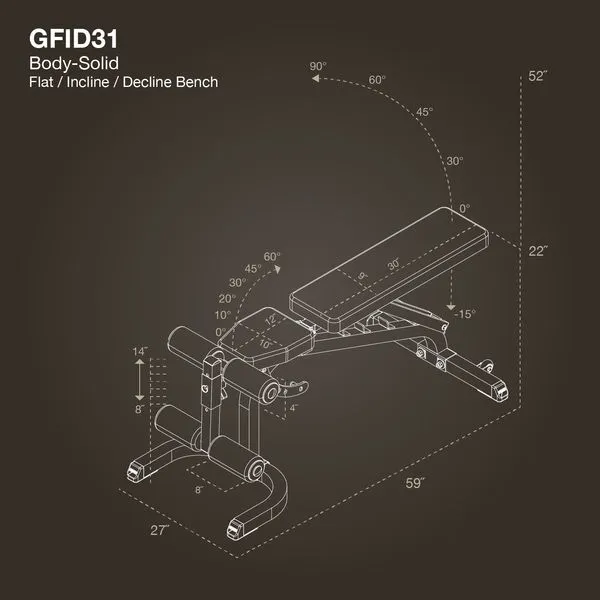 Body-Solid GFID31 Flat/Incline/Decline Bench
