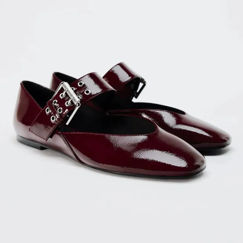 Bordeaux Buckle Flats
