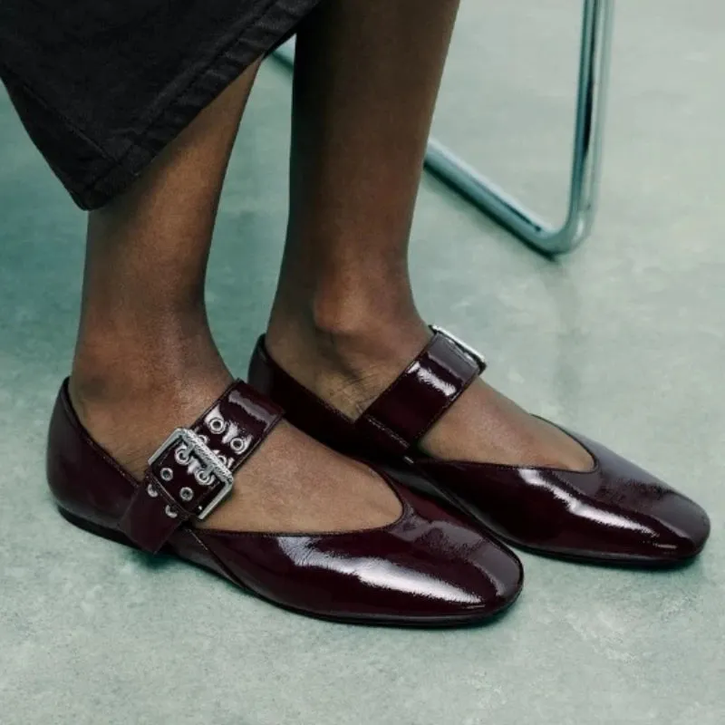 Bordeaux Buckle Flats