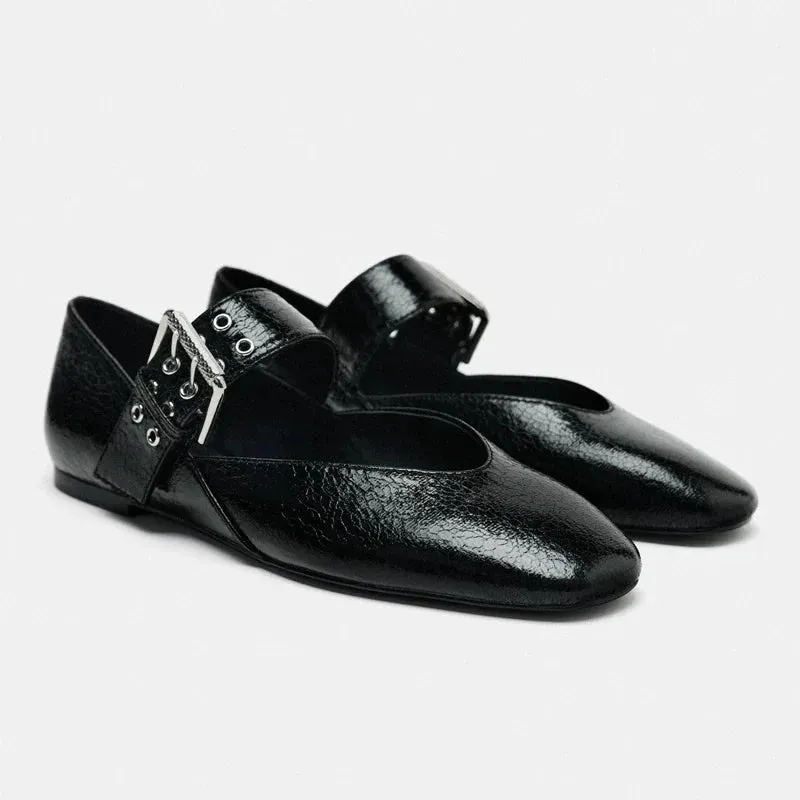 Bordeaux Buckle Flats