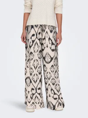 Bree Patteren Wide Leg Trousers Cream