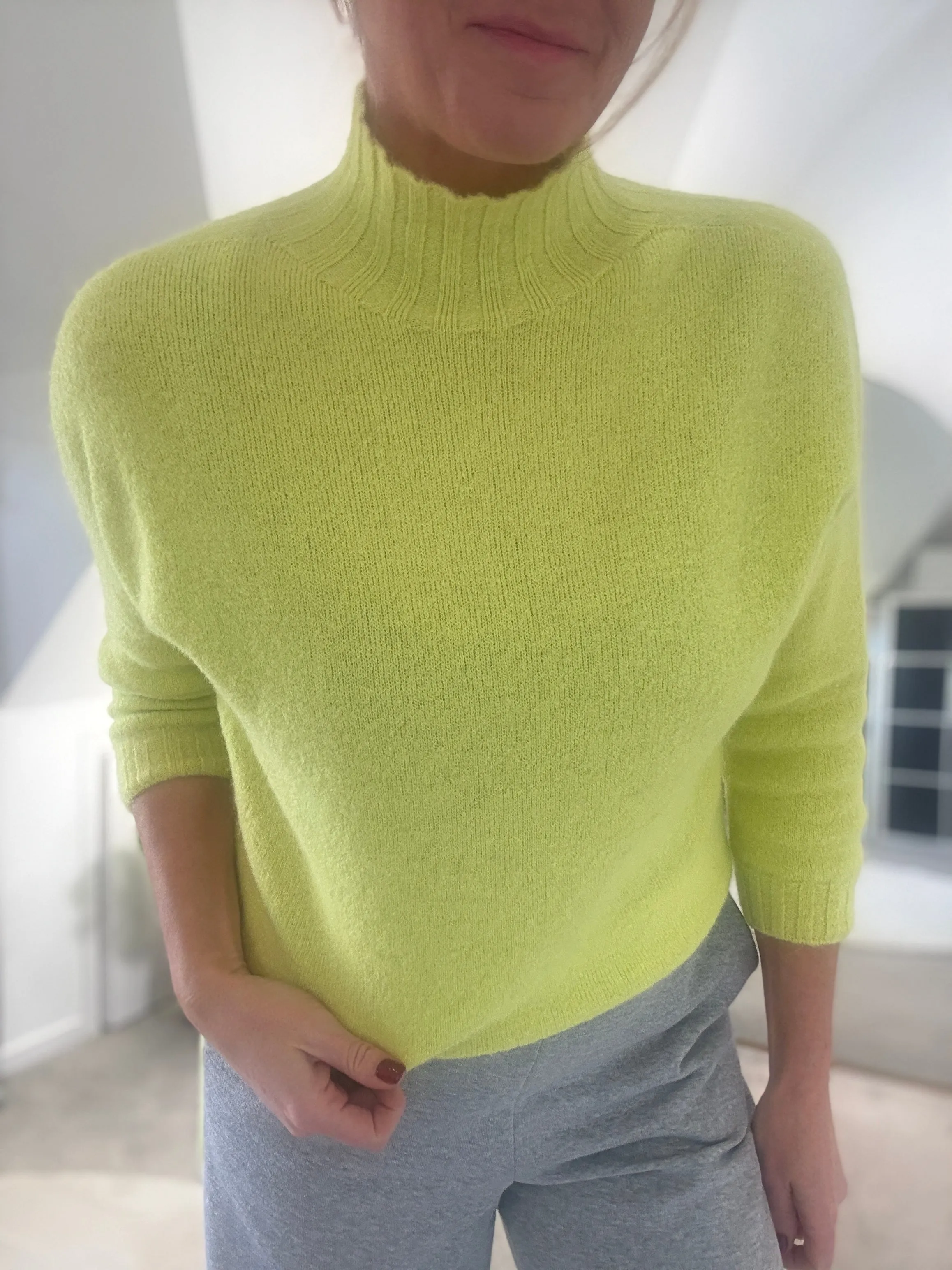 Bright Lime 3/4 sleeve Fluffy Jumper