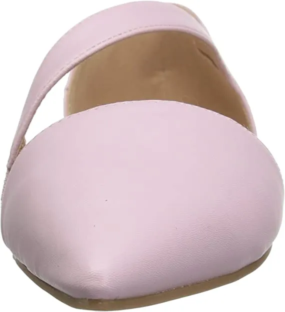 Brinley Co. Womens Cross Strap Pointed Toe Flats Pink, 7.5 Regular US
