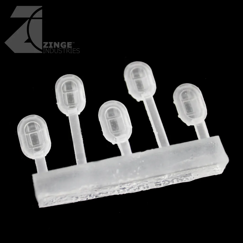 Bulkhead Lights - Sprue of 5 - 15mm Oval Bulkhead - Transparent Light Diffuser