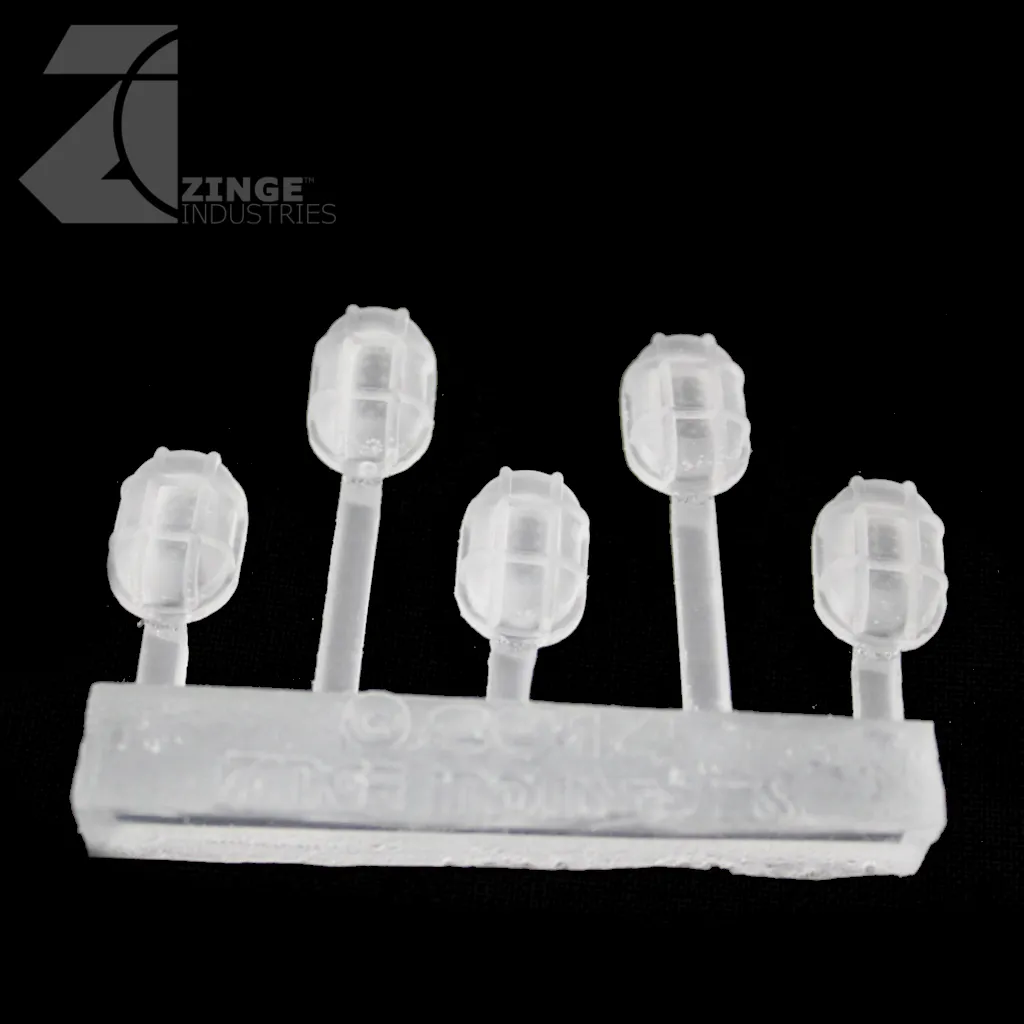 Bulkhead Lights - Sprue of 5 - 15mm Oval Bulkhead - Transparent Light Diffuser