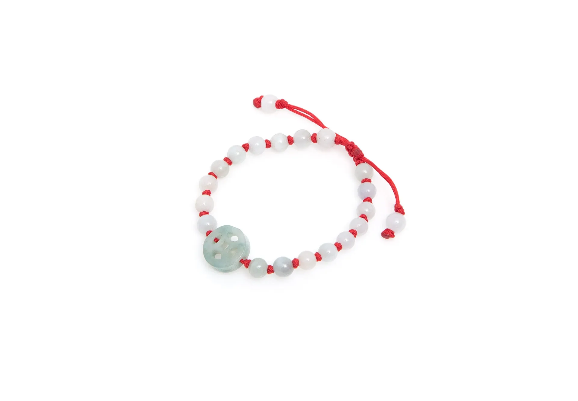 Burmese Jadeite 'Good Fortune' Children's Silk Bracelet