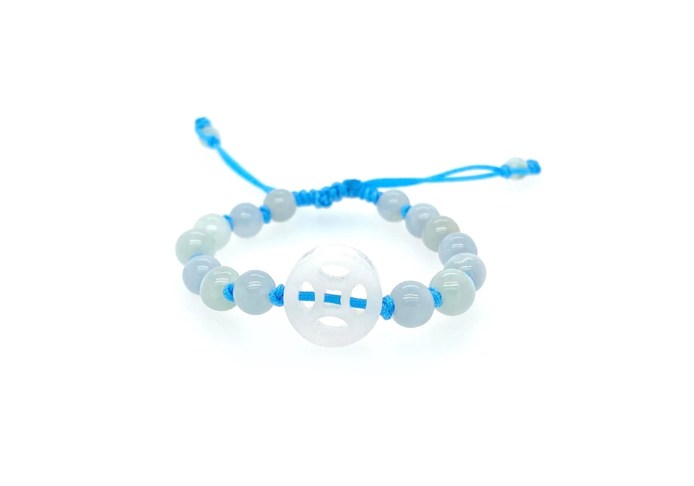 Burmese Jadeite 'Good Fortune' Children's Silk Bracelet