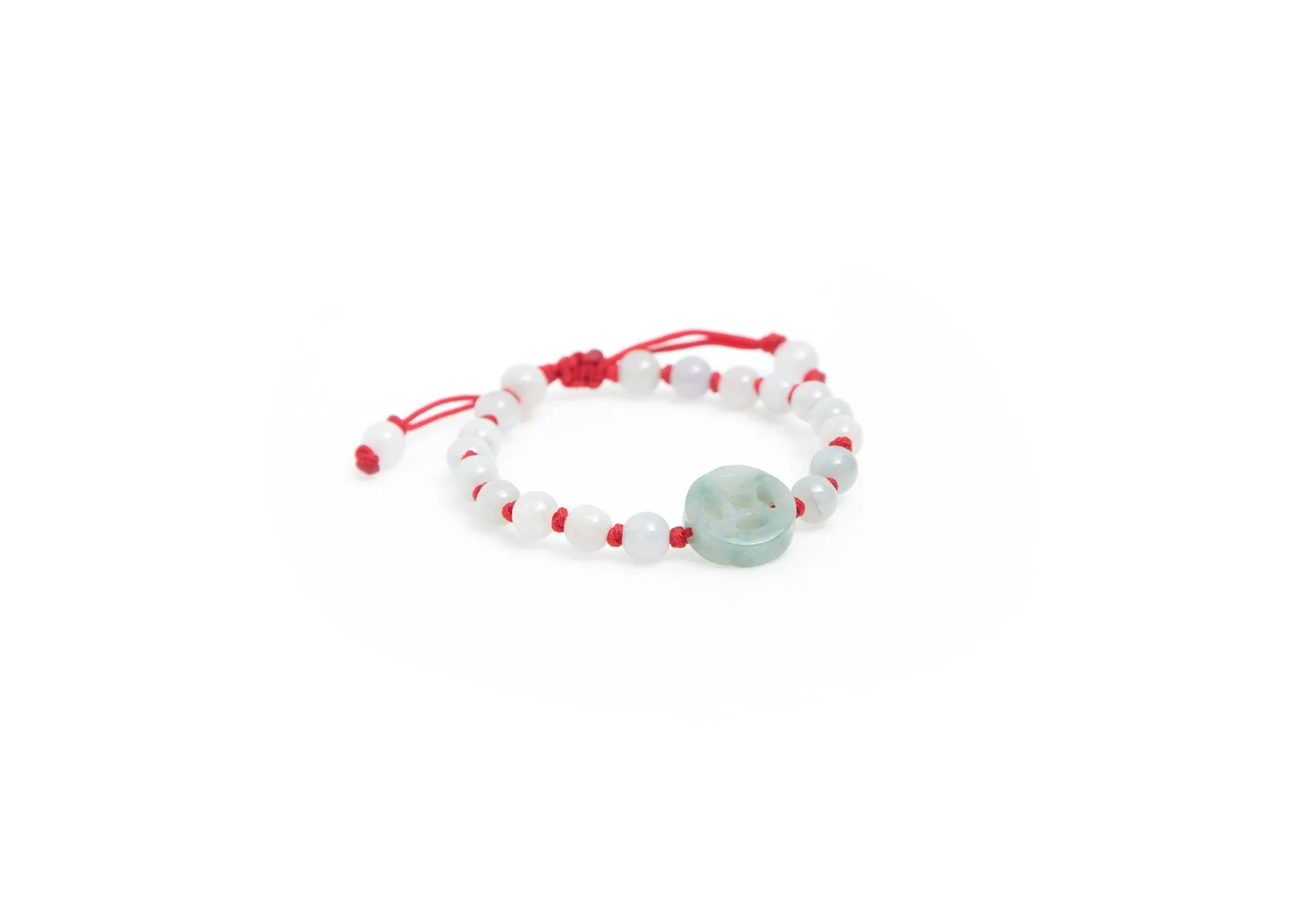 Burmese Jadeite 'Good Fortune' Children's Silk Bracelet