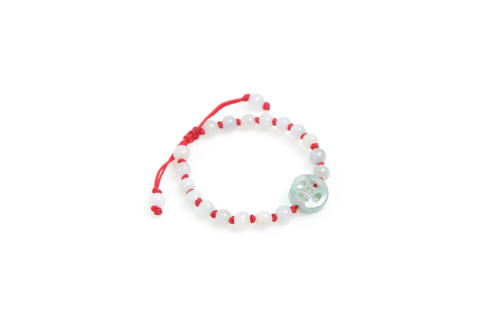Burmese Jadeite 'Good Fortune' Children's Silk Bracelet