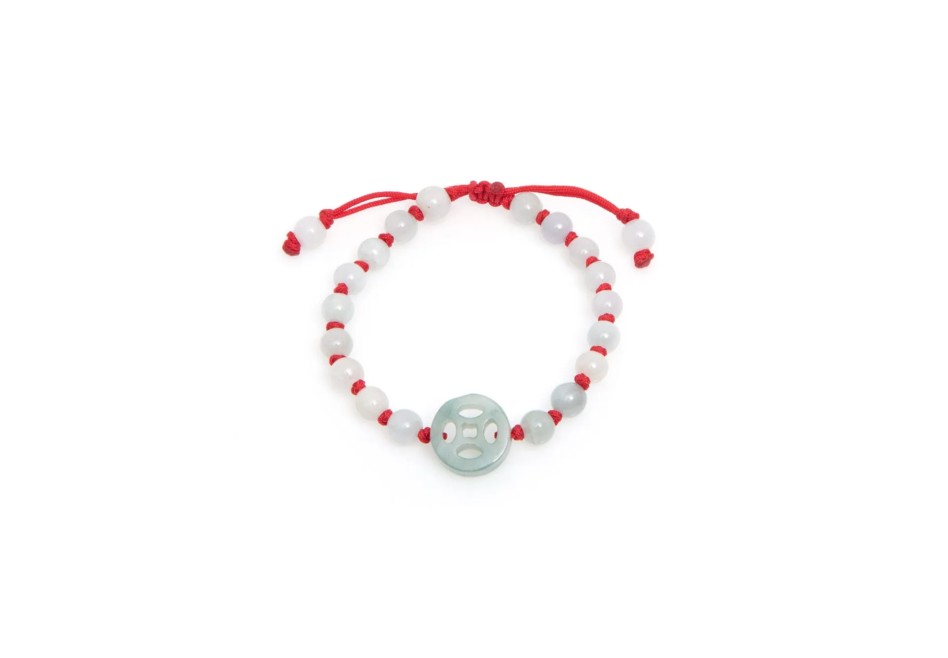 Burmese Jadeite 'Good Fortune' Children's Silk Bracelet