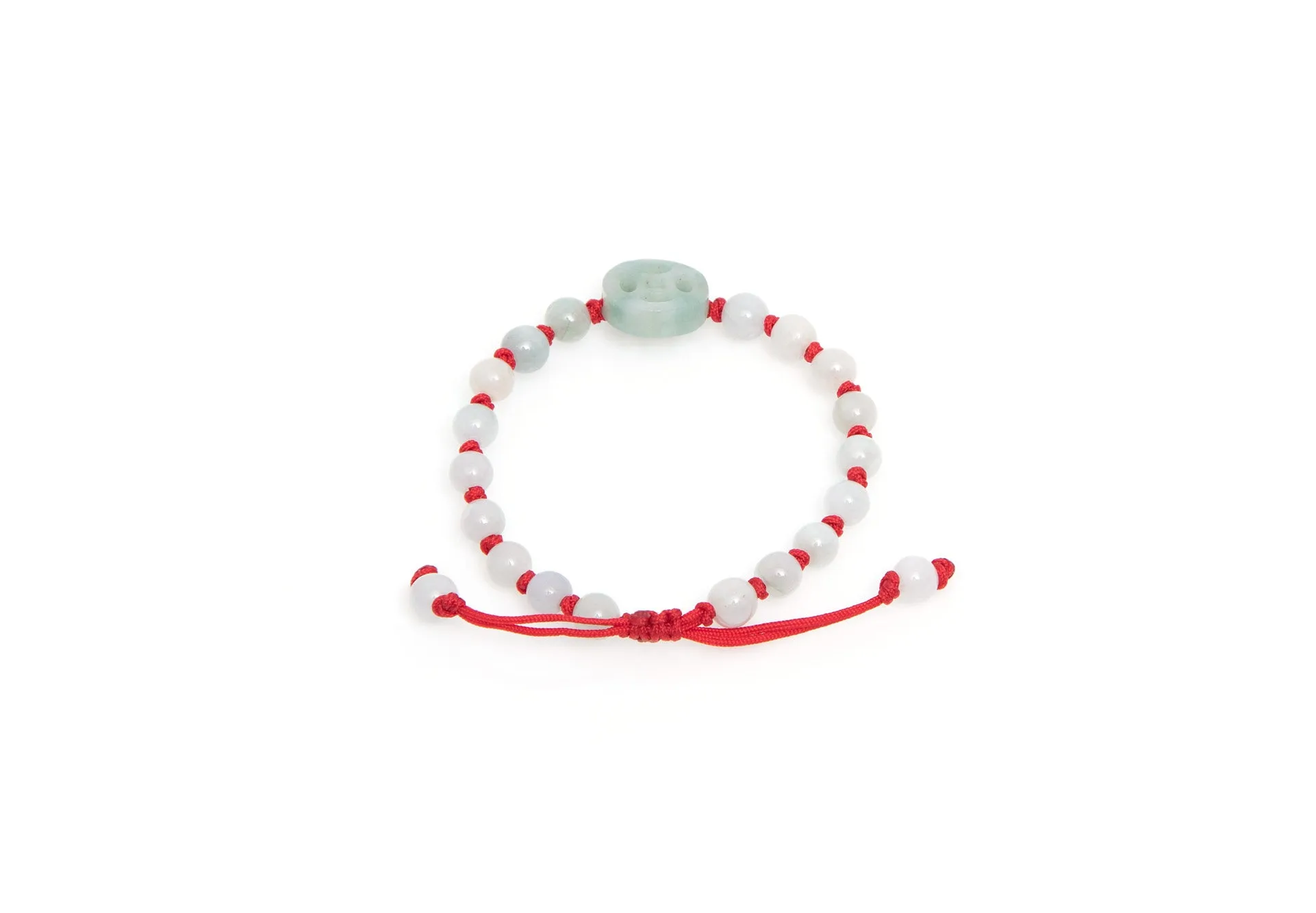 Burmese Jadeite 'Good Fortune' Children's Silk Bracelet