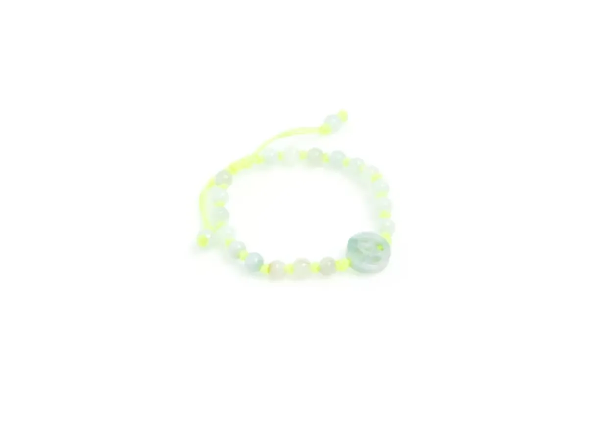Burmese Jadeite 'Good Fortune' Children's Silk Bracelet