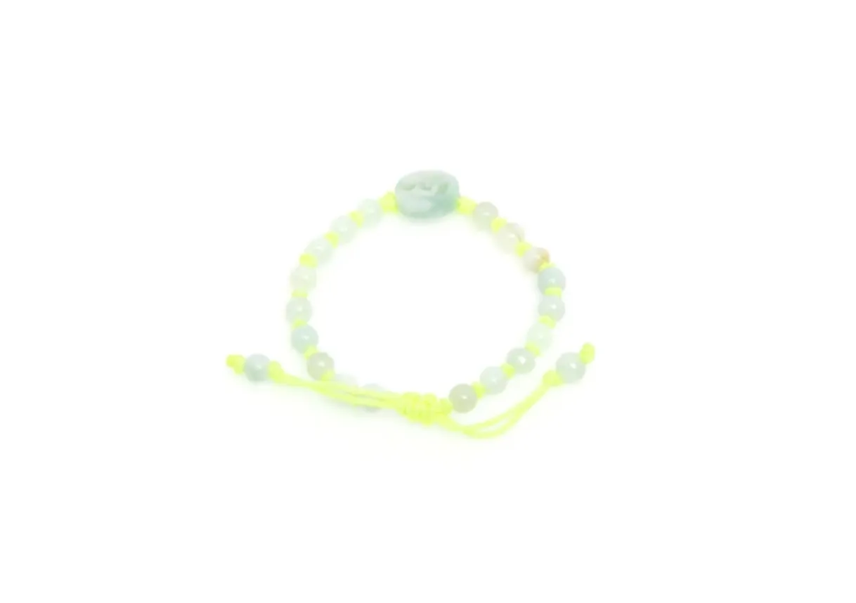 Burmese Jadeite 'Good Fortune' Children's Silk Bracelet