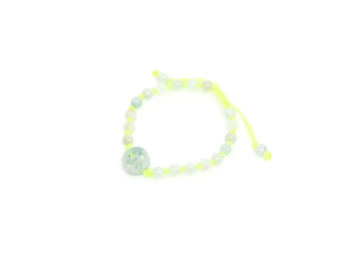 Burmese Jadeite 'Good Fortune' Children's Silk Bracelet
