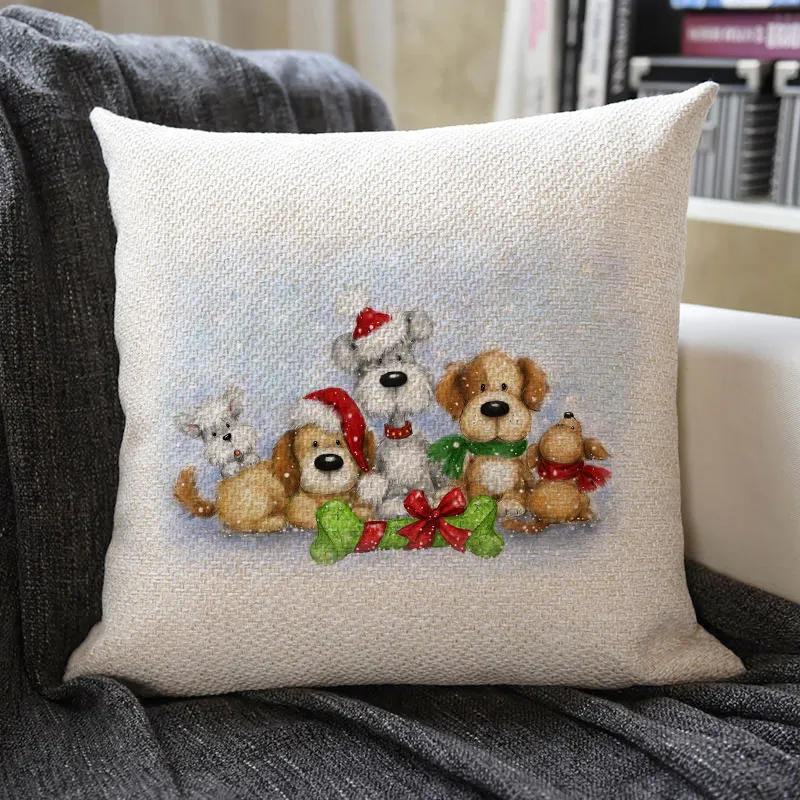 Christmas Themed Linen Pillowcase