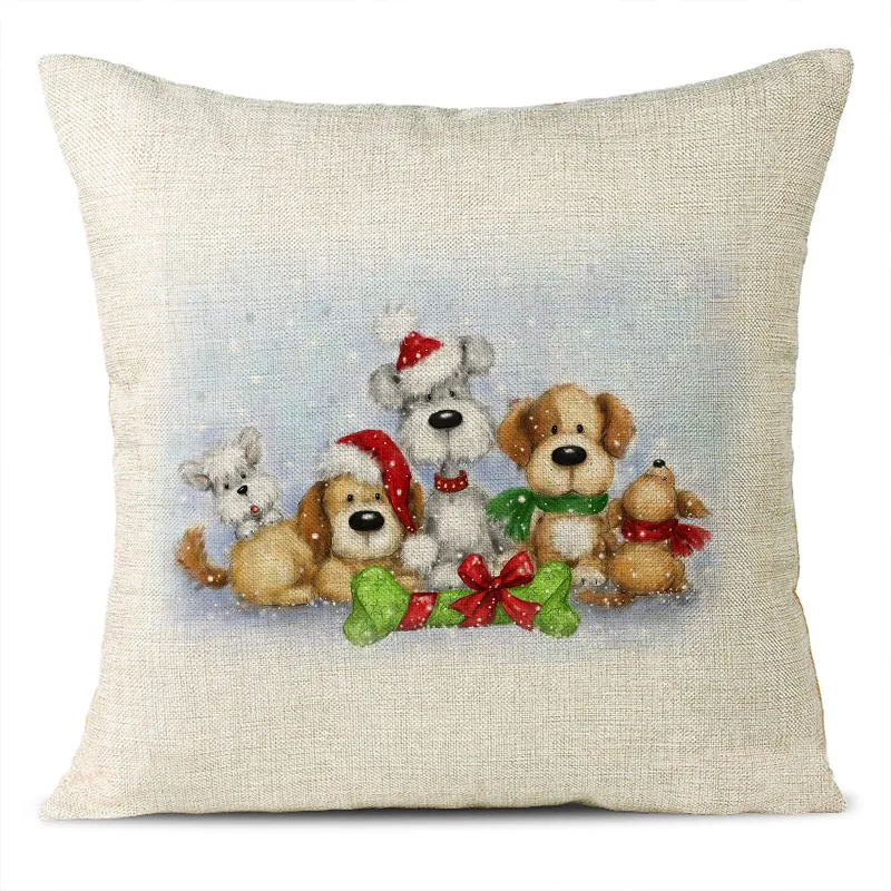 Christmas Themed Linen Pillowcase