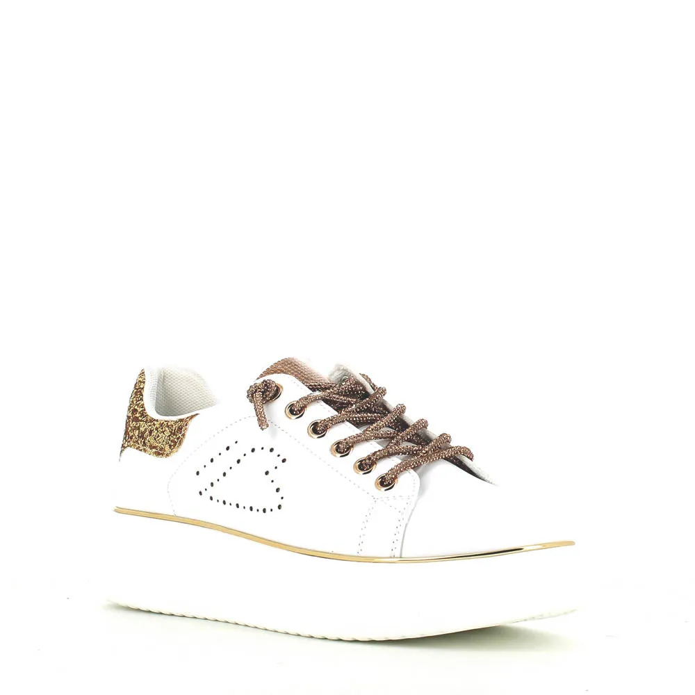 Cinders Edit Dia Lace Trainer White Gold