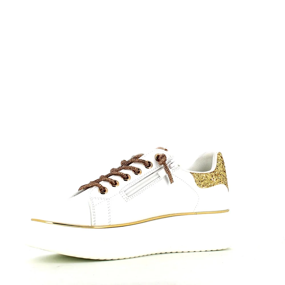 Cinders Edit Dia Lace Trainer White Gold