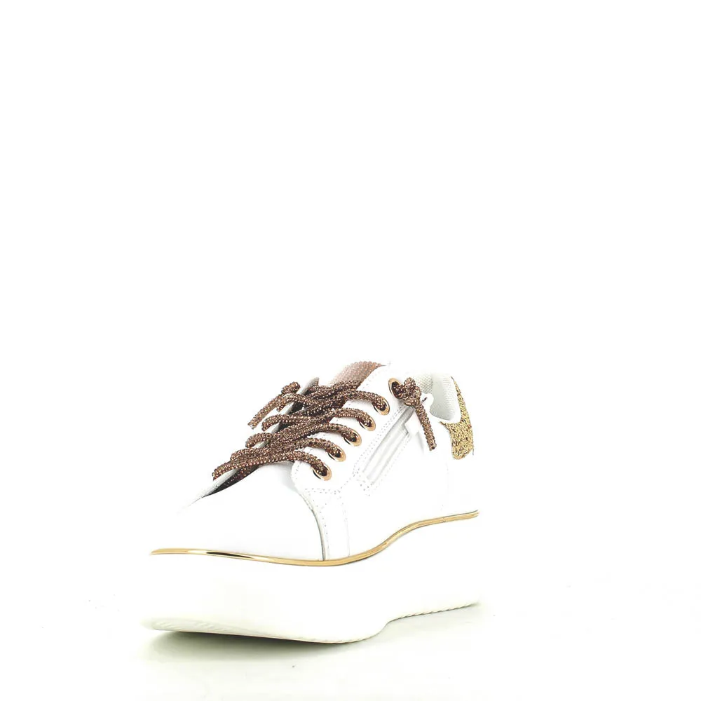 Cinders Edit Dia Lace Trainer White Gold