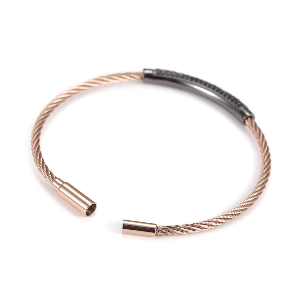 Circular cable smooth bracelet-NSB1559ST