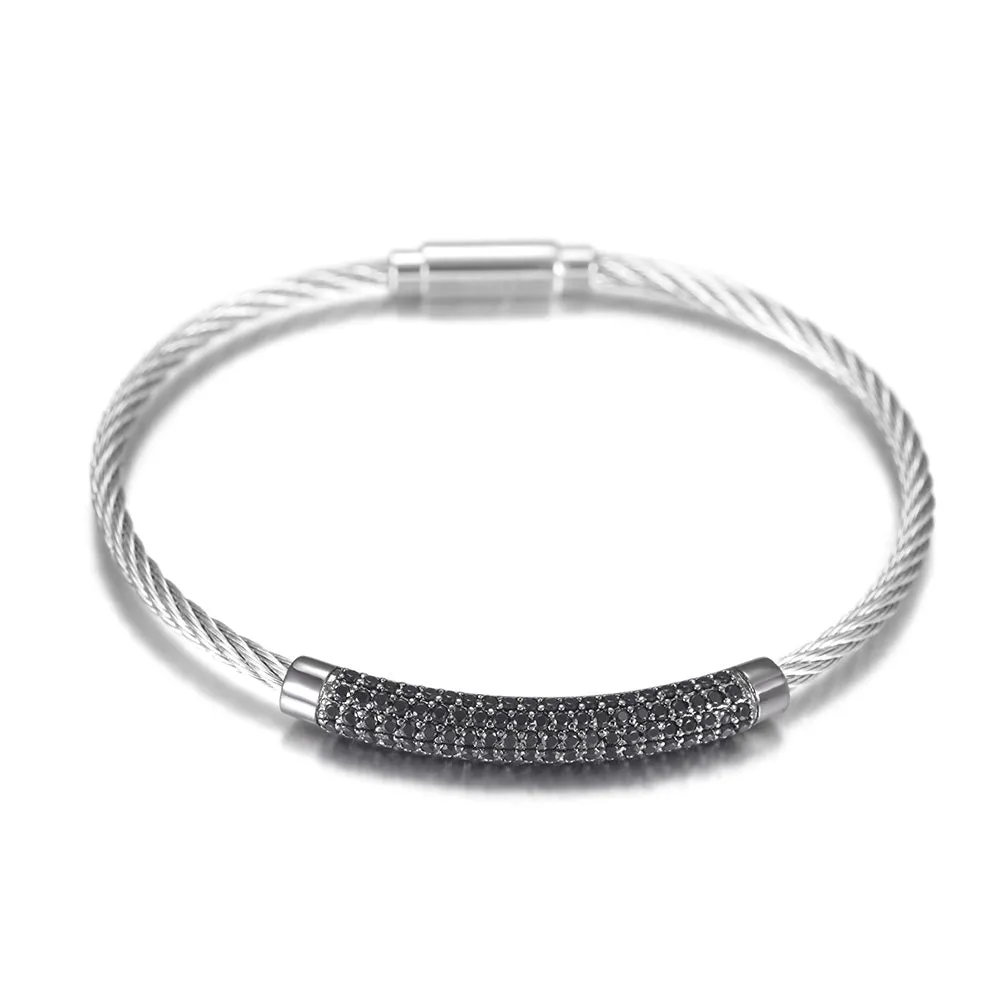 Circular cable smooth bracelet-NSB1559ST