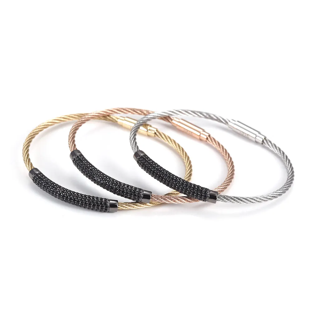 Circular cable smooth bracelet-NSB1559ST