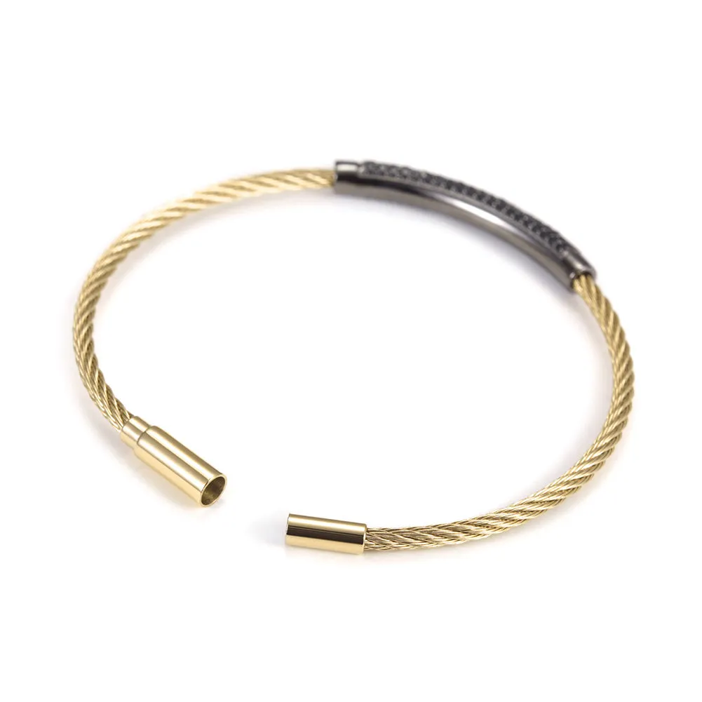 Circular cable smooth bracelet-NSB1559ST