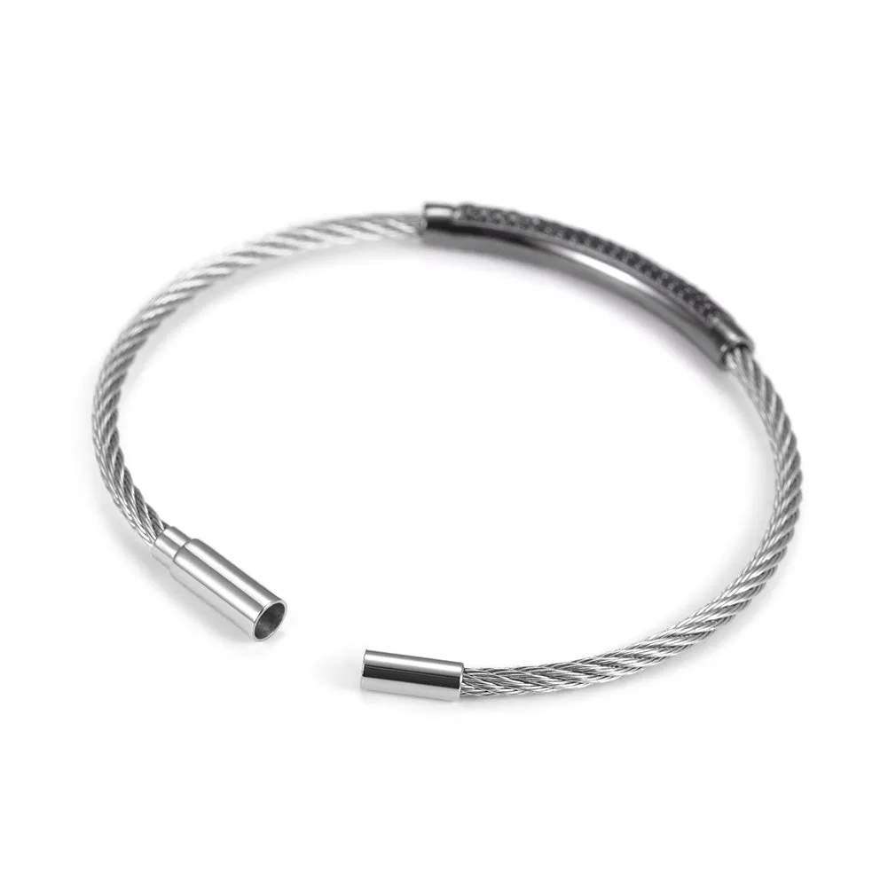 Circular cable smooth bracelet-NSB1559ST