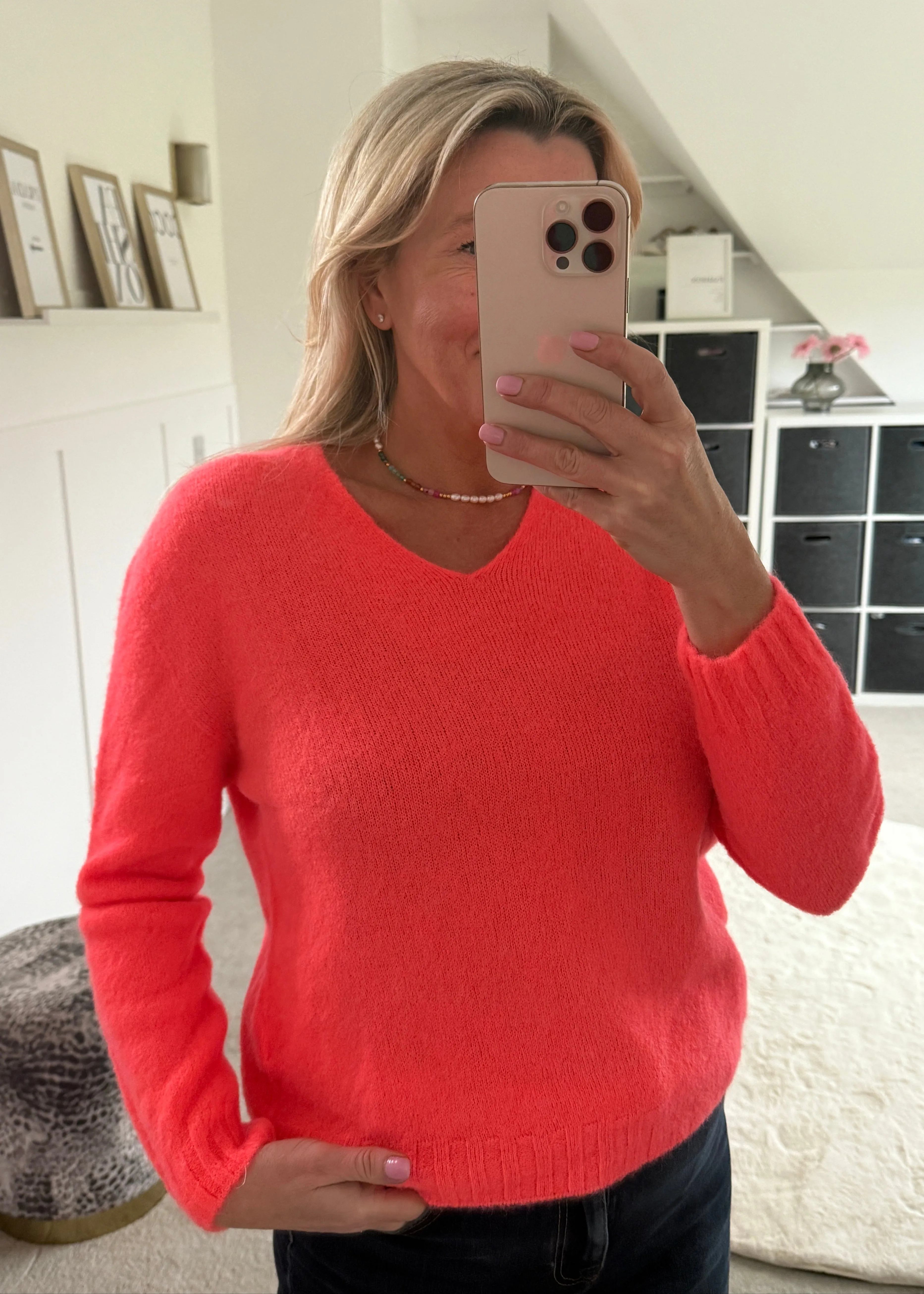 Cobalt V Neck Fluffy Jumper